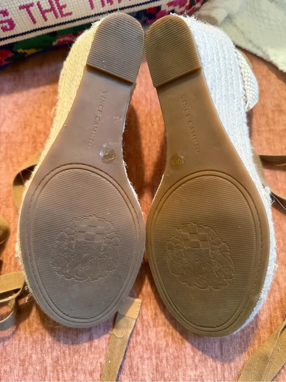 Vince Camuto “Levernta” Tan Espadrille Wedges with Neutral Snake Print 8.5